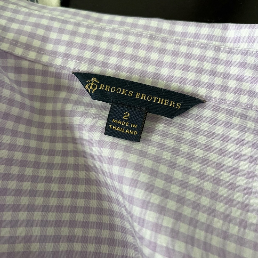 Brooks Bros. Purple Gingham Fitted Buttoni-Up Shirt - Picture 4 of 8